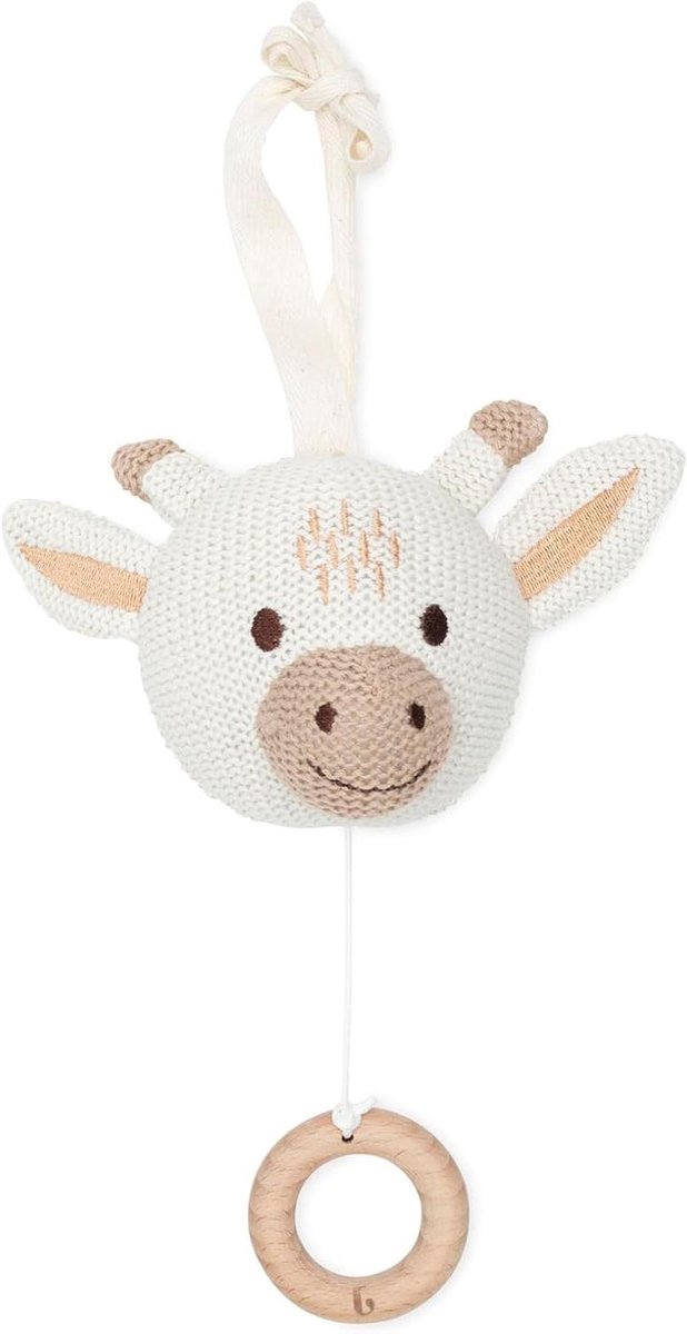 Muziekhanger Dier - Muziekdoosje Baby - Baby Kalmeren - Speelt Bekend Liedje - 8x14x16 cm - Wit/beige