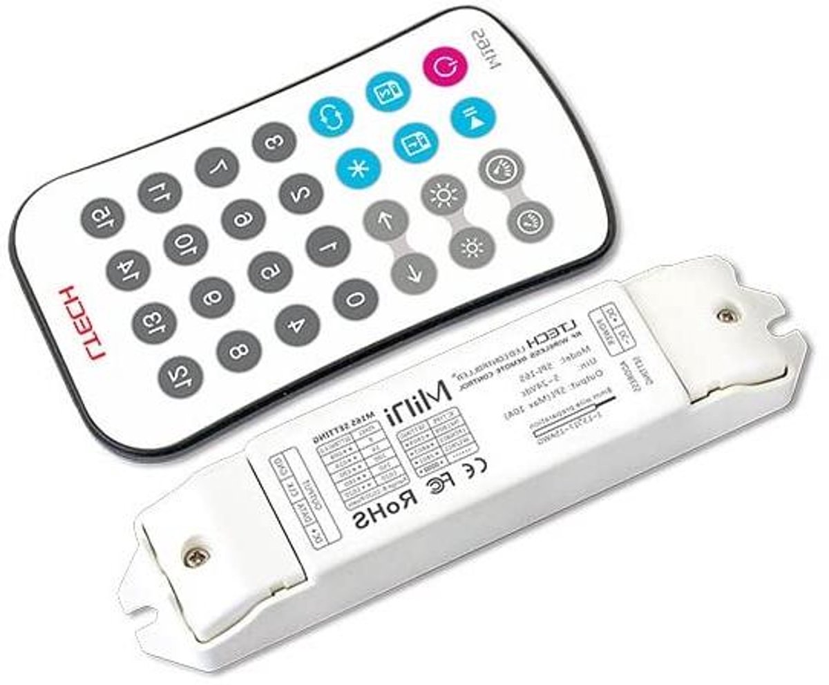 Mini LED Controller - RGB Controller Pixel Controller - Decoratieve Verlichting - RF Afstandsbediening - Tot 1020 Pixels - Wit