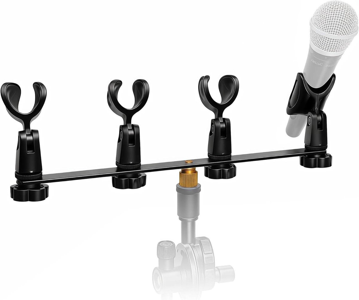 Microfoonhouder Paar - Montagestang Set - Audio Opnames - Bevestiging Vier Microfoons - 325 cm Lengte - Zwart