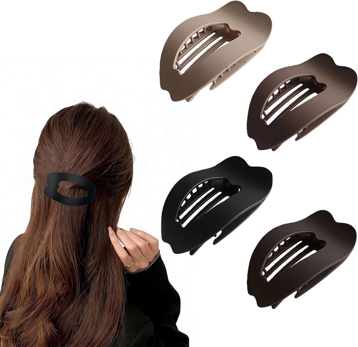 Haarklemmen Set - Haarclips Dames - Kapsel Fixeren - Sterke Grip - 4 Stuks - Zwart