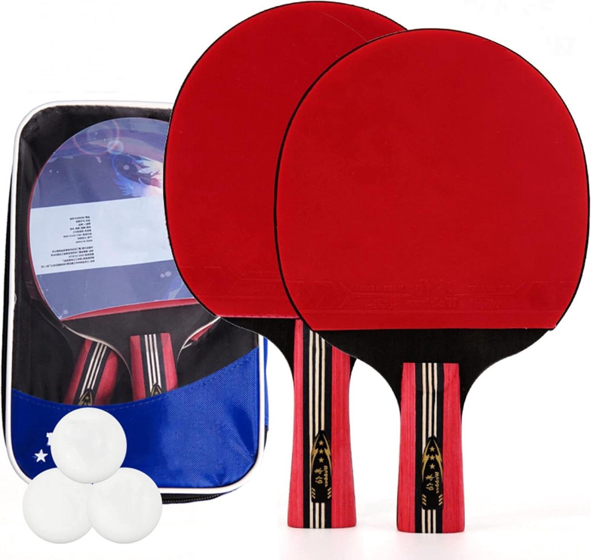 Tafeltennis Rackets Set - Pingpong Batjes - Familie Entertainment - 5 Lagen Hout - 2 Rackets 1 Tas - Niet gespecificeerd