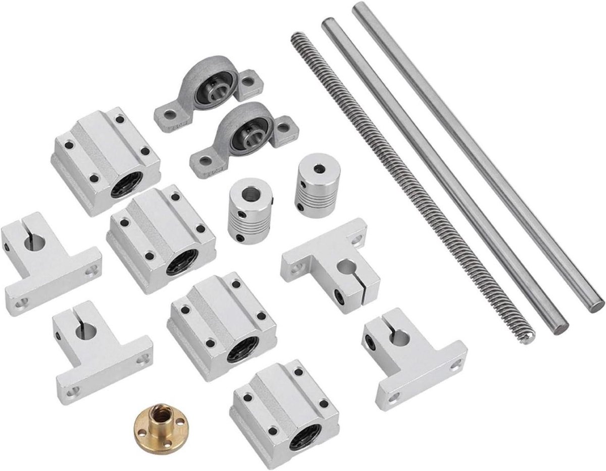 Loodschroefset - Draadstangen Kit - 3D Printer Onderdelen - Hoge Kwaliteit Aluminium - 200 mm - Zilver