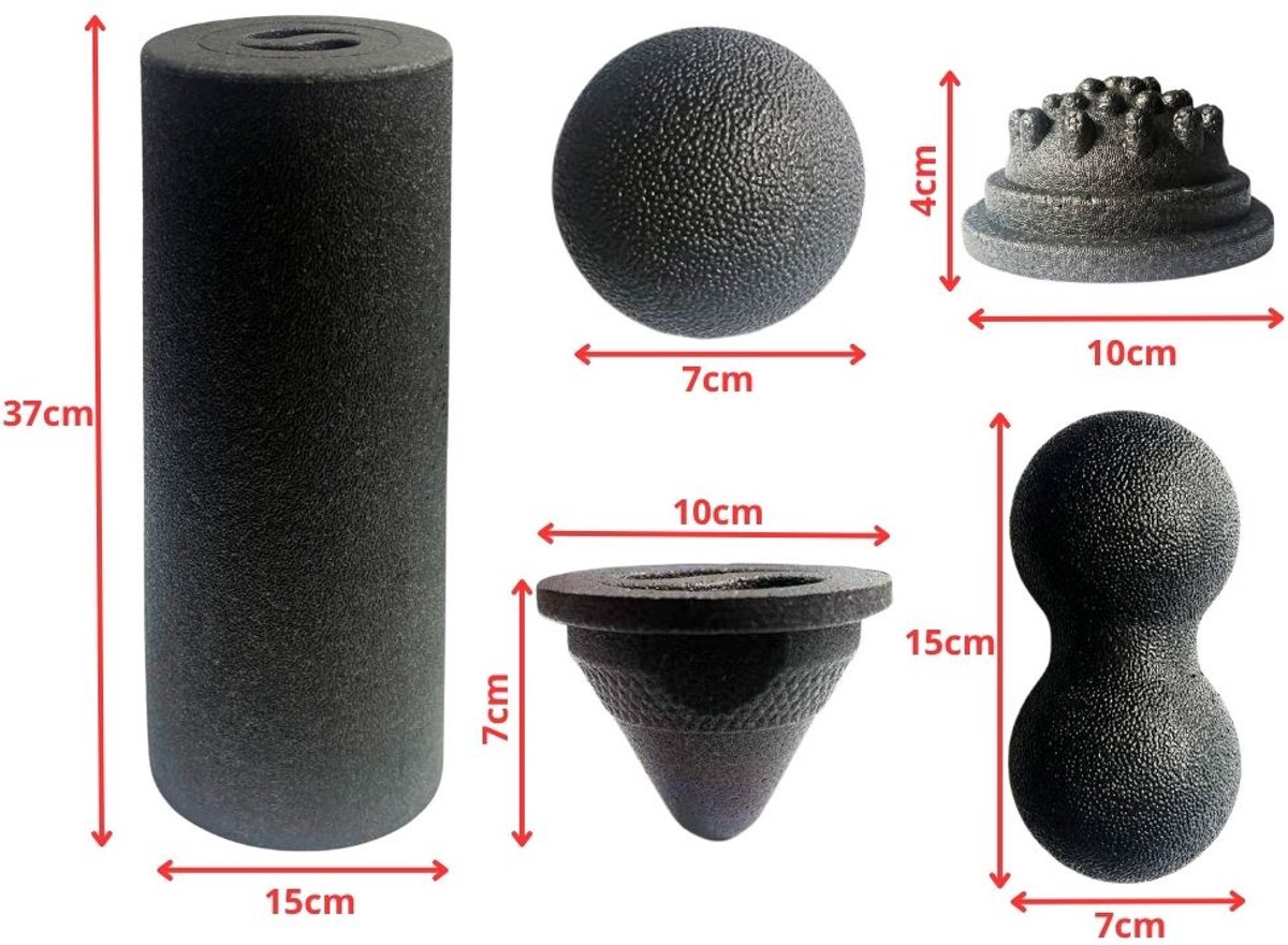5-in-1 Foam Roller Set EPP – Massage Roller, Duoball en Trigger Ball voor Spierherstel – Foam Roller voor Rug, Nek, Benen en Spiermassage – spiermassage set – duoball massage – massagebal fitness – zwart – 88358 thumbnail 3