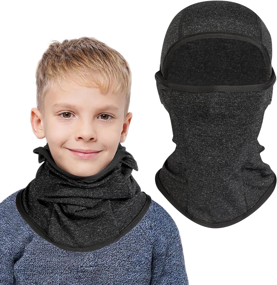 Multifunctionele winddichte fleece balaclava voor kinderen van 2 tot 8 jaar, warm ski- en fietsgezichtsmasker met nekwarmer voor jongens en meisjes in de winter