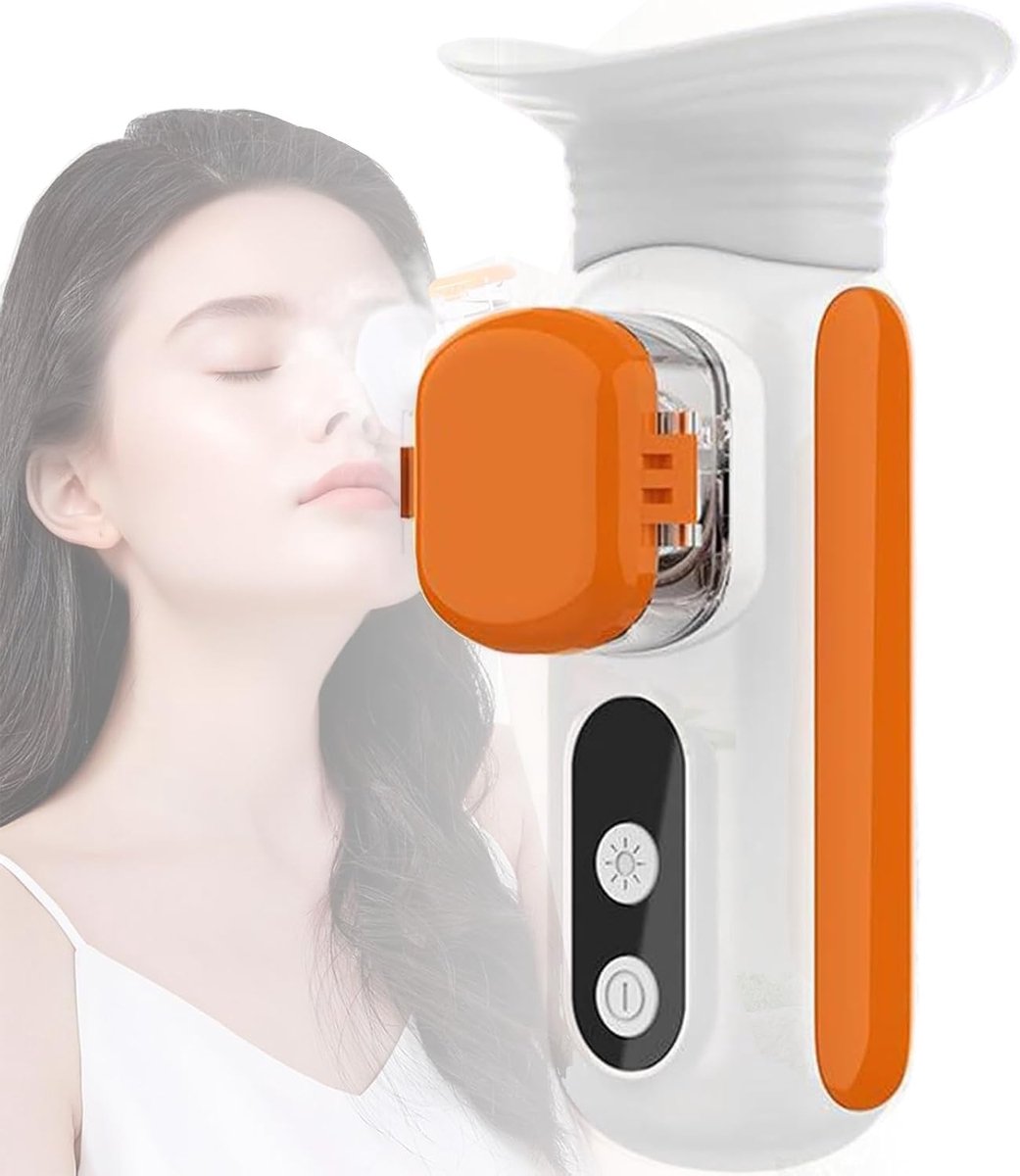 Verwarmde oogdamp, nano-nevelsproeier met watertank, 10 ml, 45/55/65 °C, 2 modi, hydraterend, oplaadbaar, voor oogleden en gezichtshuid