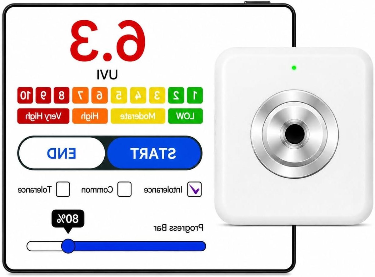 UV Index Meter - Zonkracht Sensor - Buiten Activiteiten - Dosis Alarm - 0-22 UVI - Wit