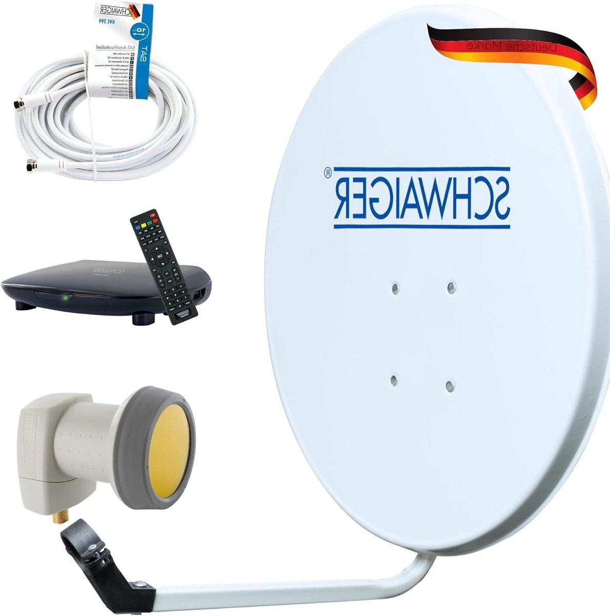 SAT set - Satelliet ontvangst - TV kijken - Inclusief ontvanger - 55 cm schotel - Lichtgrijs