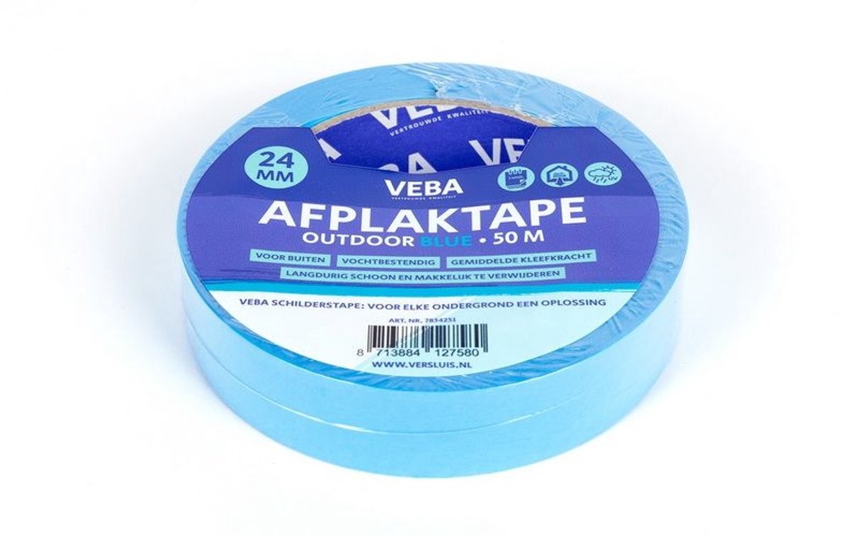 Afplaktape Superior UV bestendig 25mm 50m