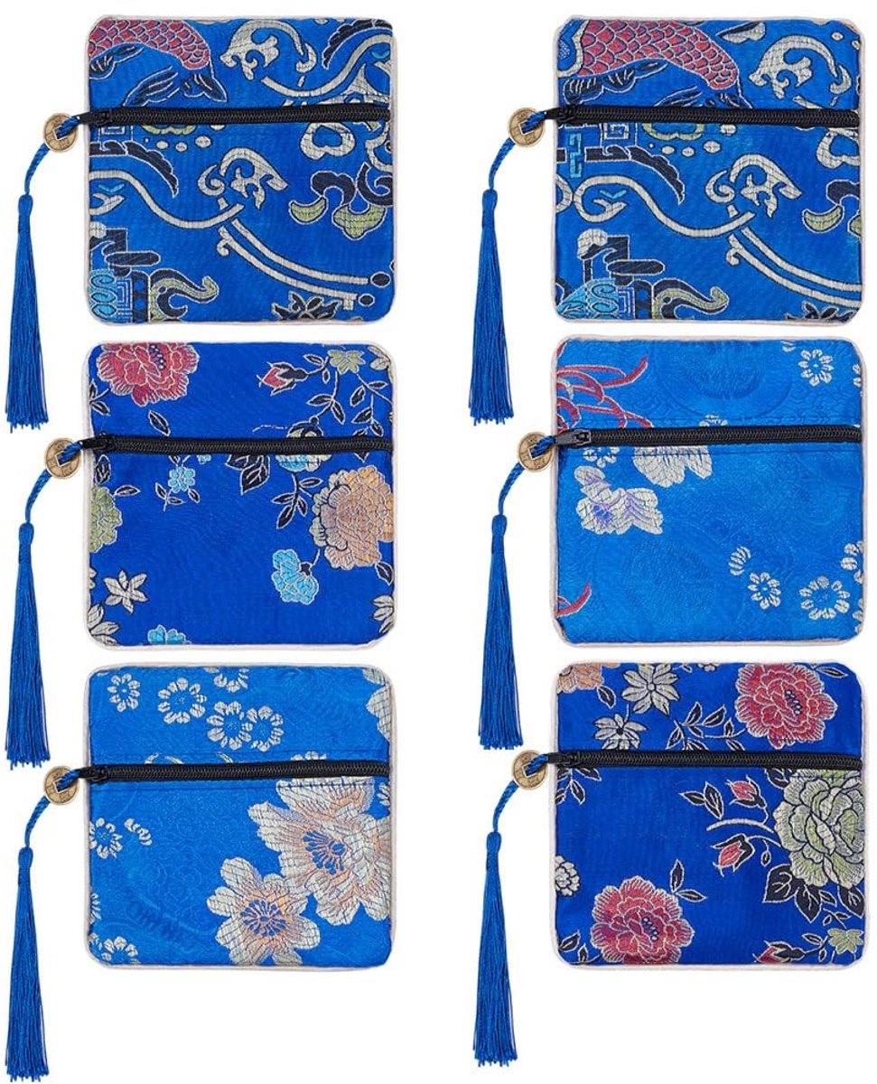 Virtubuy - Sieradenzakjes - Zijde - Cadeauzakjes - Donkerblauw - Sieraden Organizer - Uniseks - 6 stuks