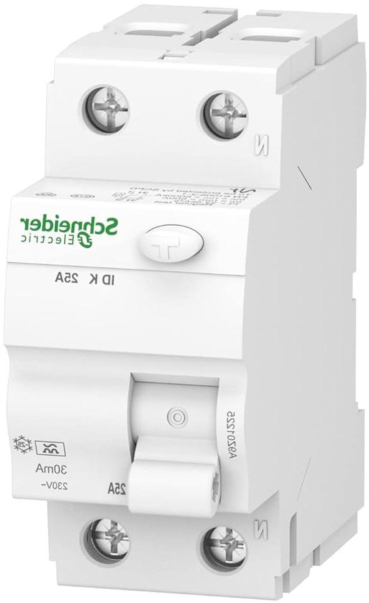 Aardlekschakelaar IDK - Stroomonderbreker - Persoonlijke bescherming - Type A gevoeligheid - 2P 25A 30mA - Wit