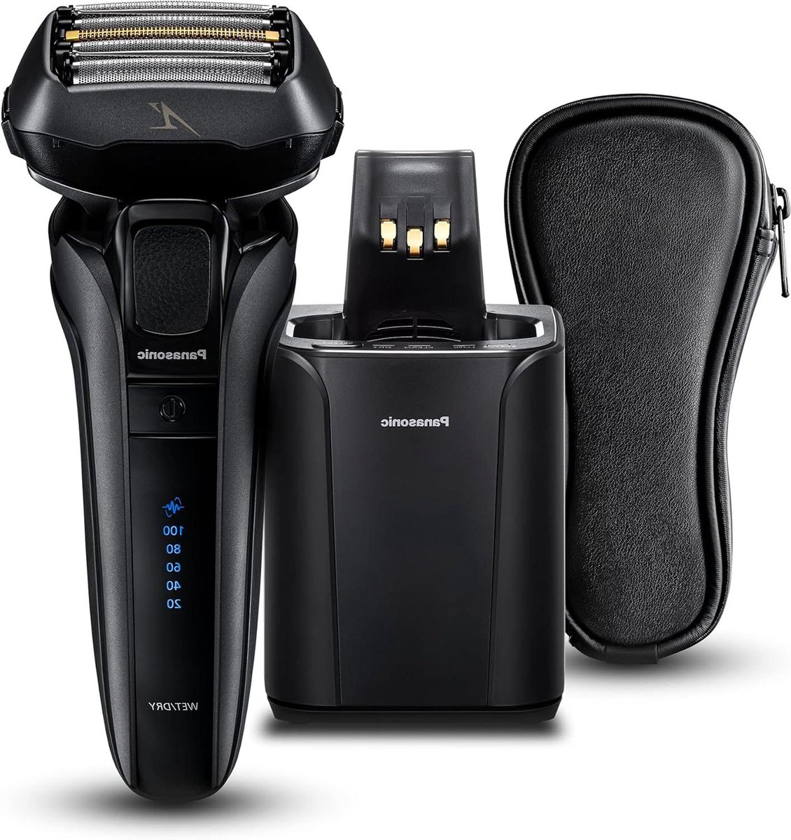 Panasonic ES-LV9U Nat en droog elektrisch scheerapparaat met 5 messen voor mannen - Nauwkeurig schoon scheren met reinigings- en oplaadstandaard, zwart - UK 2-pins stekker
