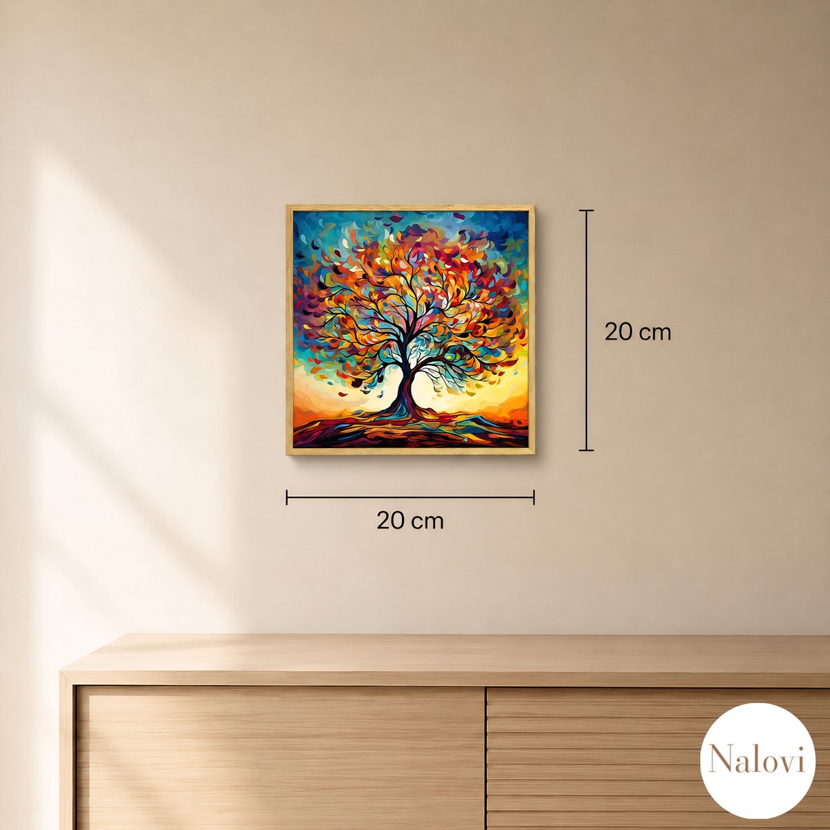 Nalovi - Schilderen op nummer - Meerkleurige boom - 20x20 - Schilderen voor volwassenen - Verf en penselen inbegrepen - Hobby voor volwassenen — afbeelding 3