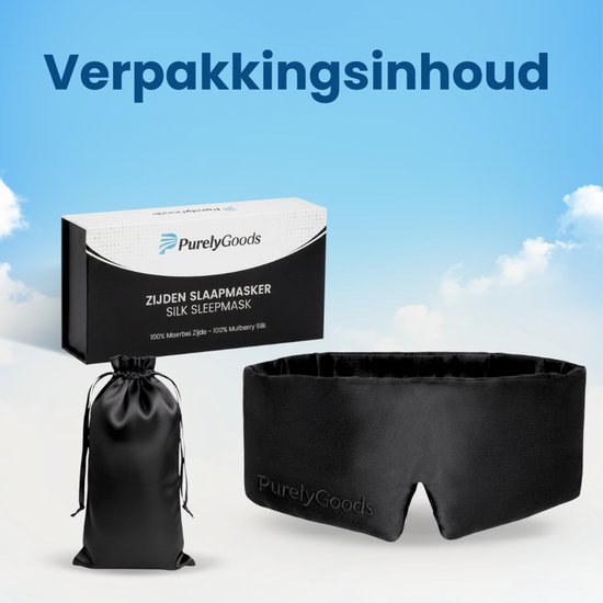 PurelyGoods® Zijden Slaapmasker - Oogmasker Slaap – Verduisterend - 22 Momme 6A Moerbei Zijde - Zwart