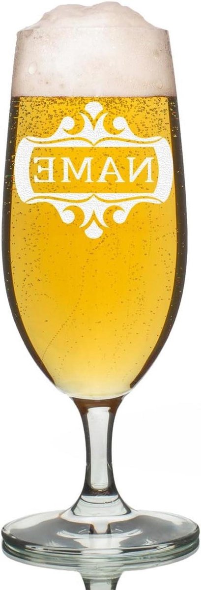 Bierglas met gravure - Tulpglas gepersonaliseerd - Bier proeven - Kras- en vaatwasserbestendig - 350 ml - Transparant