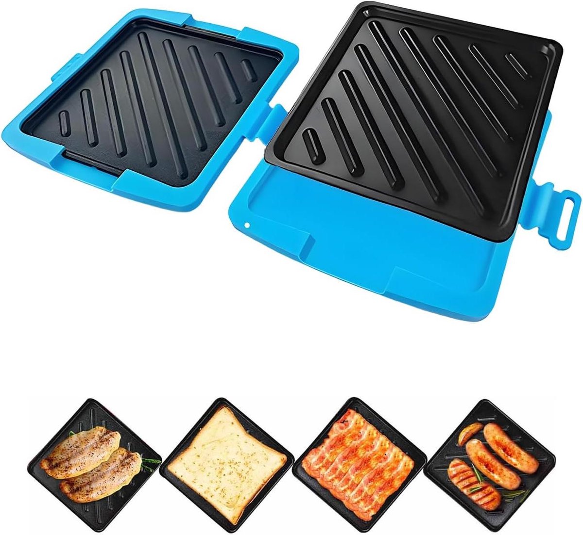 Magnetron Sandwich Maker Tosti Apparaat Snelle Maaltijd Antiaanbaklaag 16.9B x 4.3D x 4.3H cm Blauw