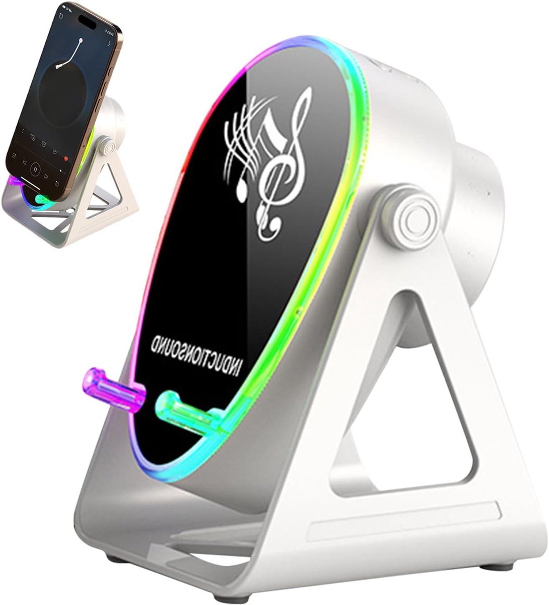 Telefoonluidspreker - Draagbare speaker - Muziek en films - 180 graden rotatie - 15 x 10 x 15 cm - Wit