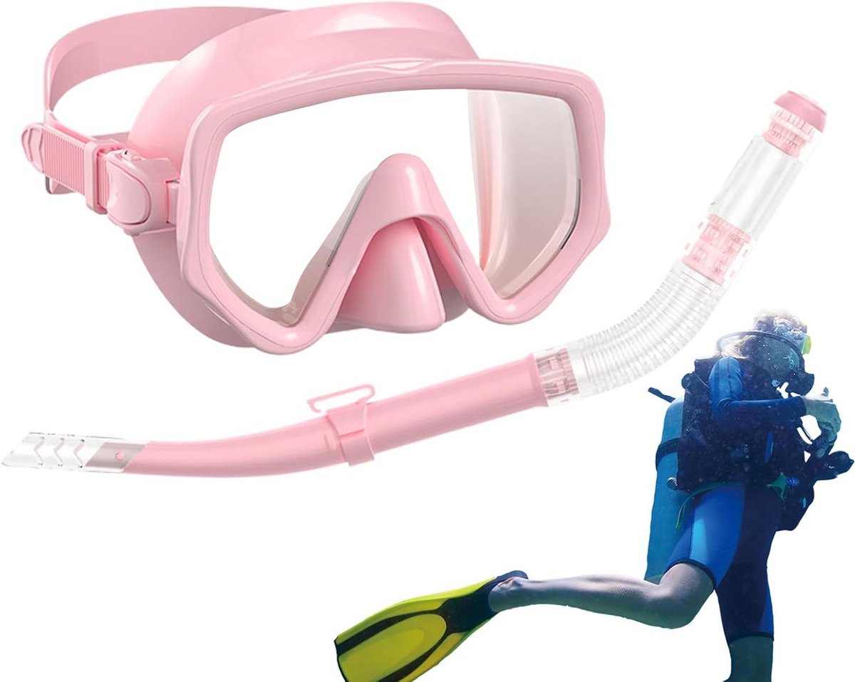 Snorkel Set - Duikbril met slang - Watersport Ontdekking - Panoramisch breed zicht - 180 graden - Roze