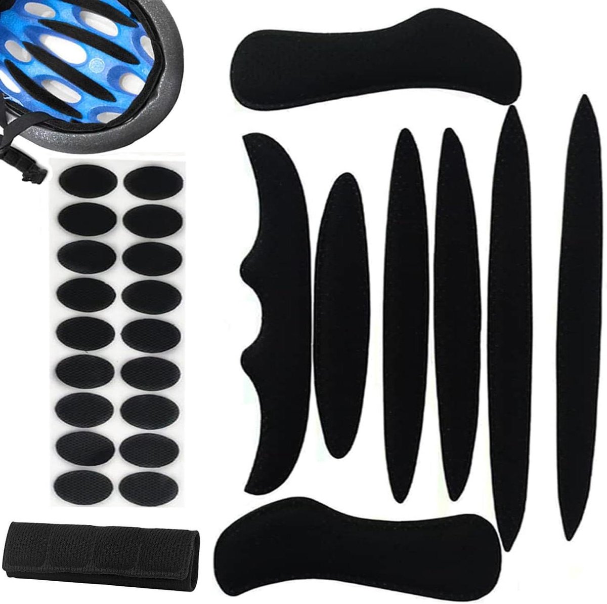 Helm Kussens - Vervanging Voering - Fietsen Comfort - Universele Pasvorm - 3 Sets - Zwart
