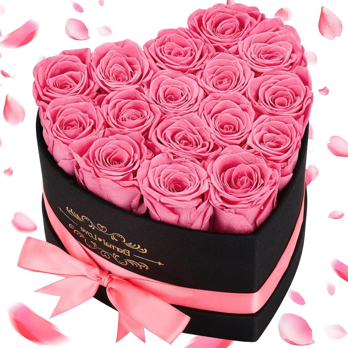 Eeuwige Rozen - Bewaarde Bloemen - Cadeau Geven - Onderhoudsvrij - 16 Rozen - Roze