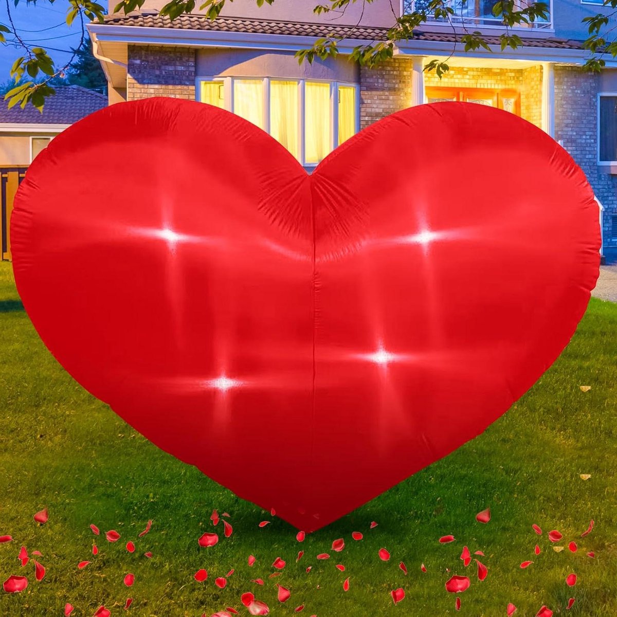 Opblaasbaar Hart - Romantische Decoratie - Valentijnsdag Versieren - Met Ledverlichting - 210 cm Hoog - Rood