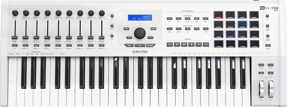Midi Keyboard - Controller - Muziek Maken - 49 Aanslaggevoelige Toetsen - 49 Toetsen - Wit