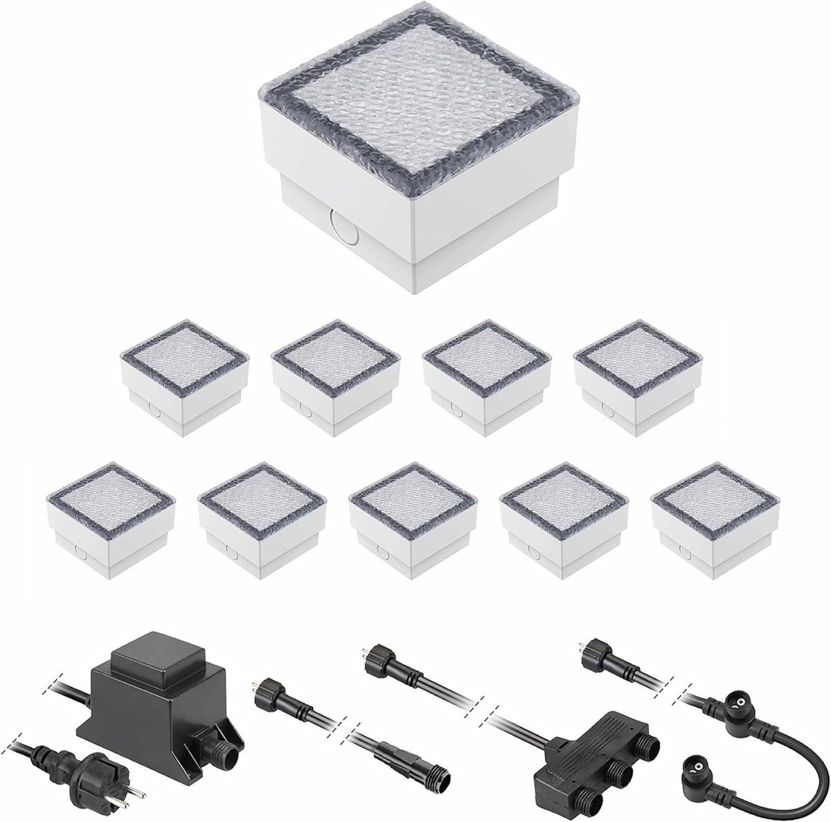 LED Stoeptegel - Grondinbouwlamp Buiten - Pad Verlichting - Beloopbaar tot 500kg - 10x10cm Set van 10 - Warm Wit