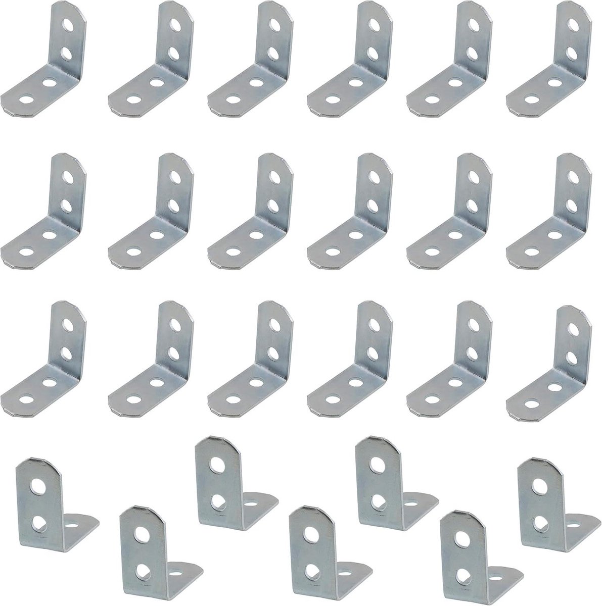 Verbindingshoeken Set - Haakse Beugels - Meubels Verstevigen - Verzinkt Staal - 25 Stuks - Zilverkleurig