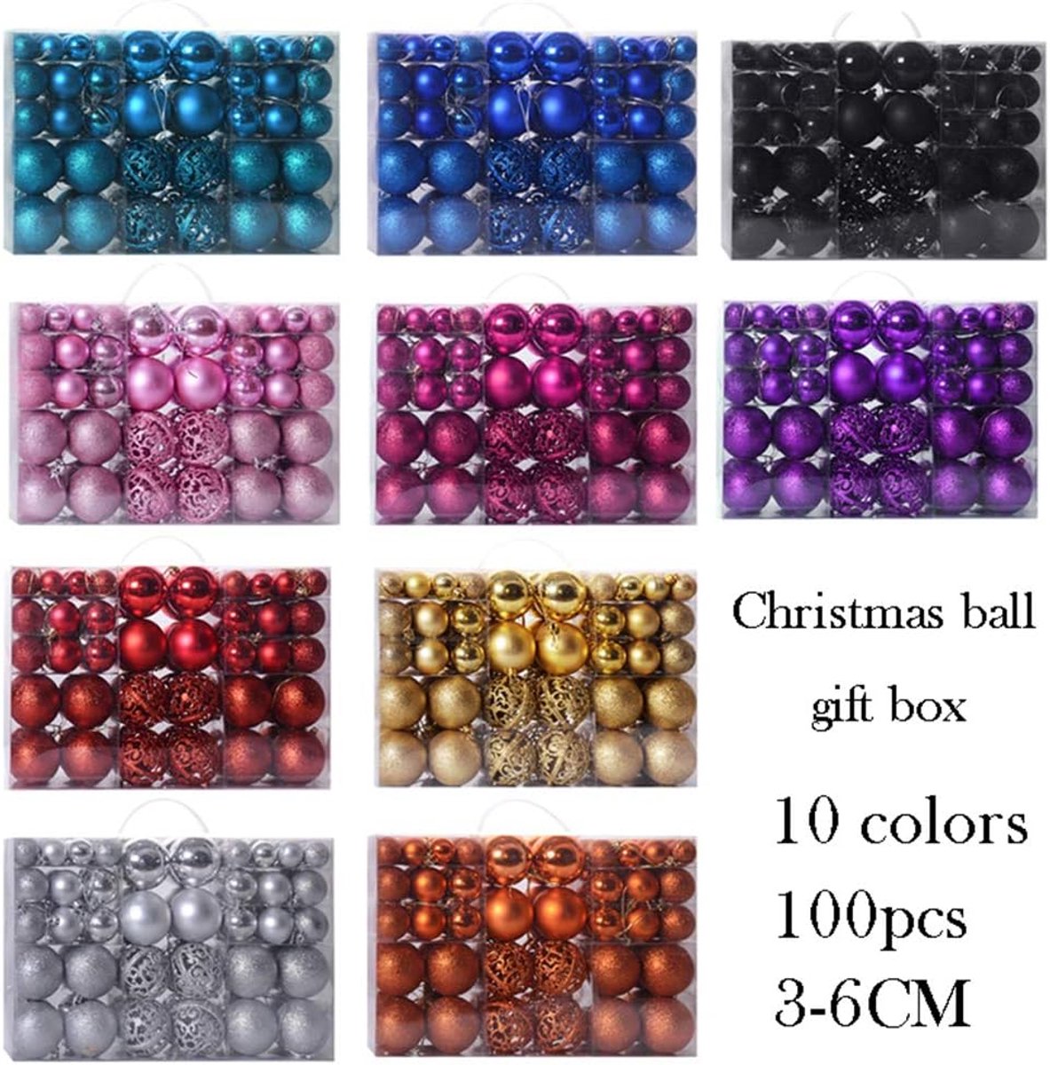 Kerstballen Set - Decoratie ballen - Kerstboom versieren - Onbreekbaar materiaal - 100 stuks - Paars – foto 4