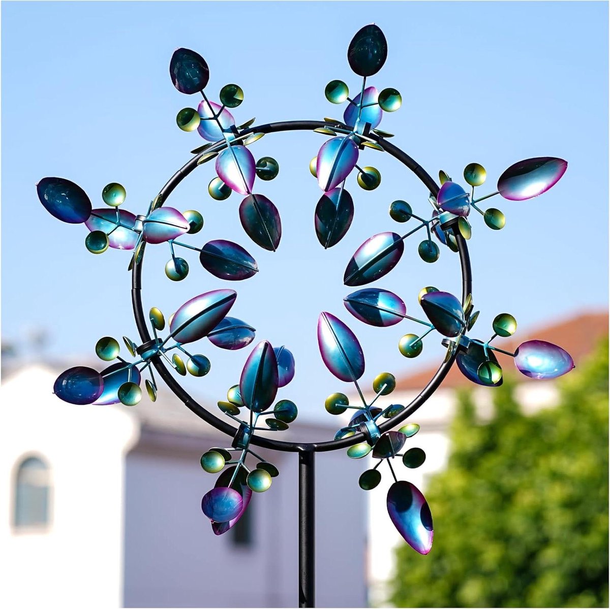 Grote windspinner - Kinetische sculptuur - Tuin decoreren - Roestvrijstalen coating - 80 cm breed - Bloeiende Sway