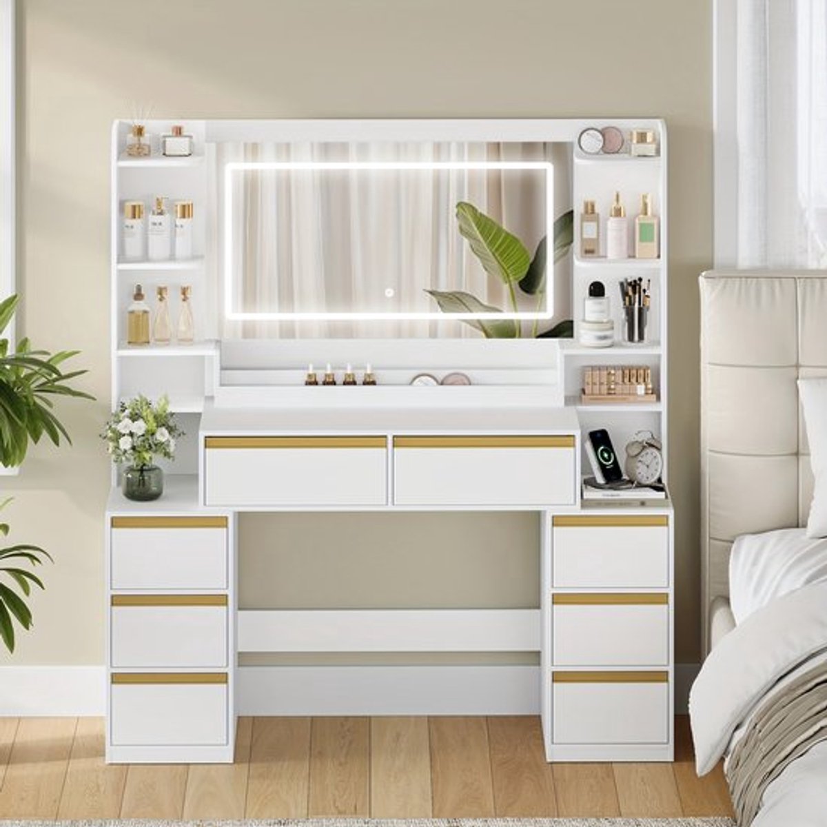 Kaptafel – Make-up Tafel – Toilet Tafel – Schminktisch – Dressing Table – Wit – Modern Des