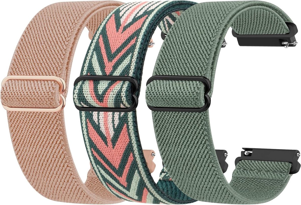 Set van 3 Elastische Vervangbanden voor Garmin Venu 2S/3S en Vivoactive 4S - 18mm Horlogeband voor Dames en Heren