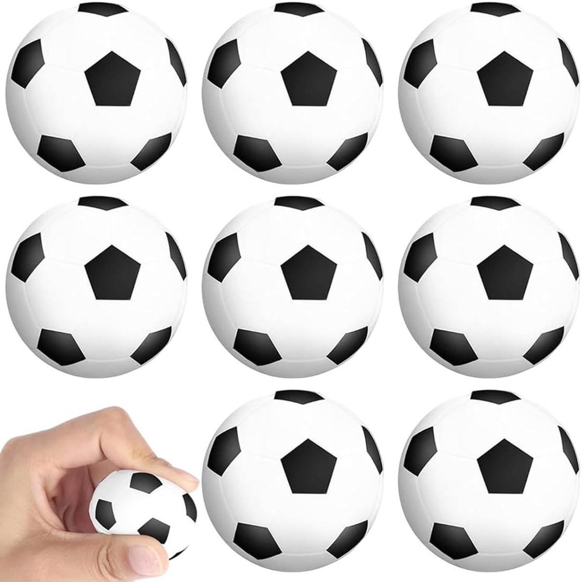 Set van 8 Schuim Mini Voetbal Stressballen voor Kinderen en Volwassenen - Ideaal voor Ontspanning en Spelletjes