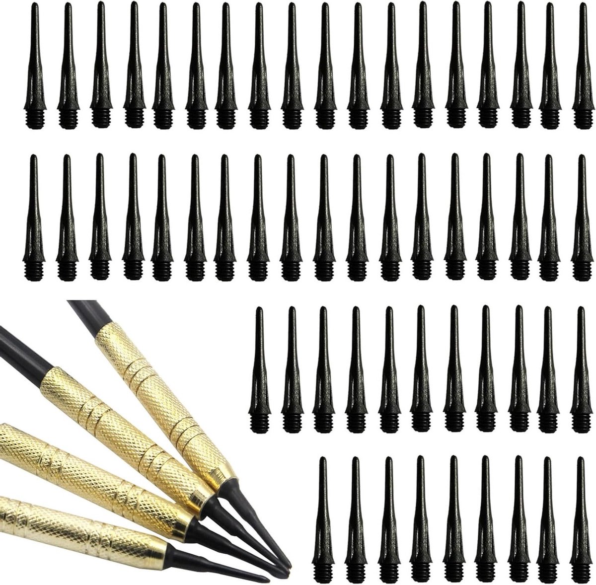 Dartpunten Kunststof - Zachte Darts - Dartspel Verbeteren - 2BA Schroefdraad - 200 Stuks - Zwart