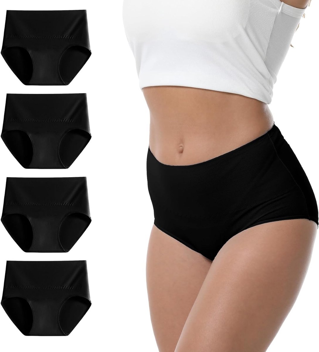 Hoge Taille Dames Katoenen Ondergoed Set met Rekbare, Ademend en Comfortabel Dubbel Laag Ontwerp, Zacht en Vochtregulerend voor Dagelijks Gebruik