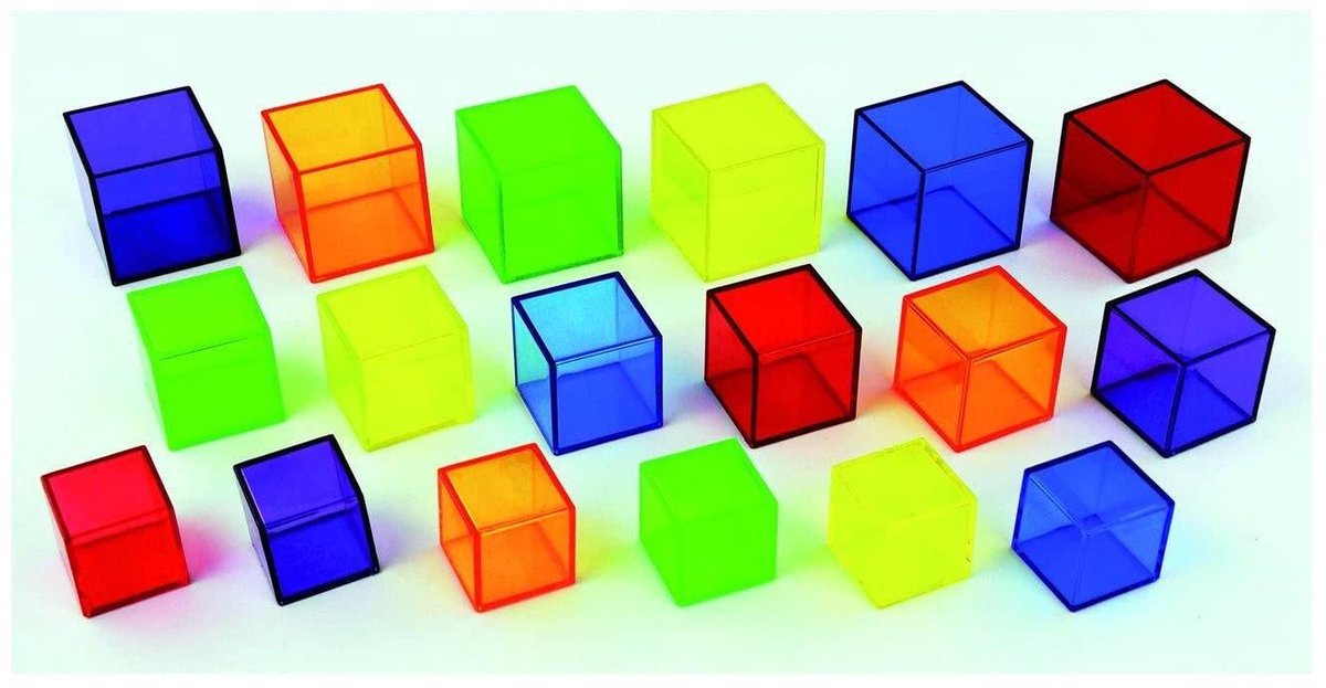 Translucent Cube Set - Bouwblokken Transparant - Leren en Spelen - Helder Kleurrijk Plastic - 50 mm - Transparant