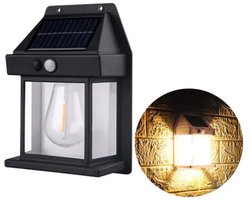 CasaVerse Solar Buitenlamp met bewegingssensor - Wandlamp - Waterdicht - IP65 weerbestendig - Zwart