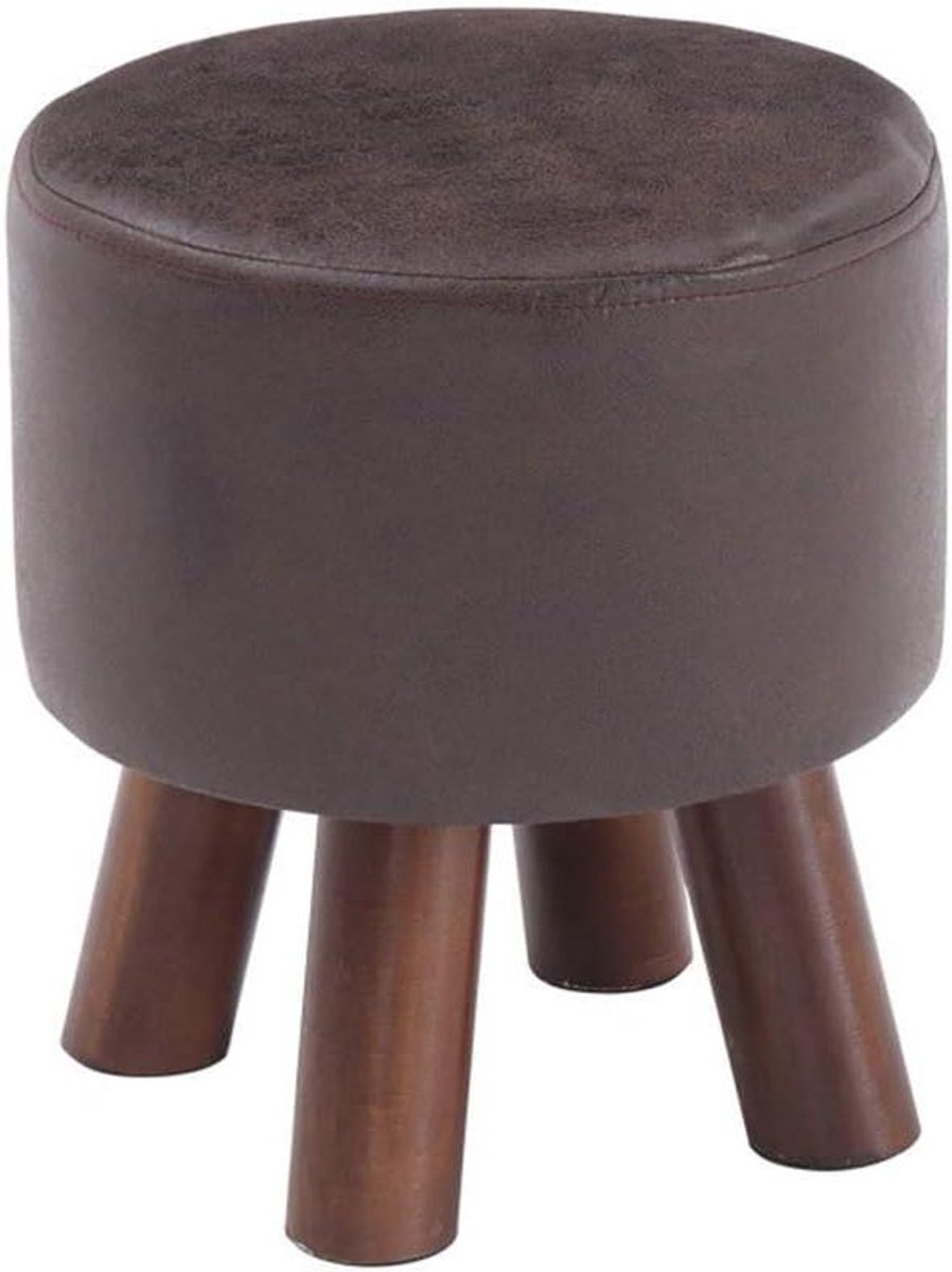 Voetkruk - Poef Ottoman - Extra zitplaats - Massief houten poten - 29 x 32 cm - Bruin