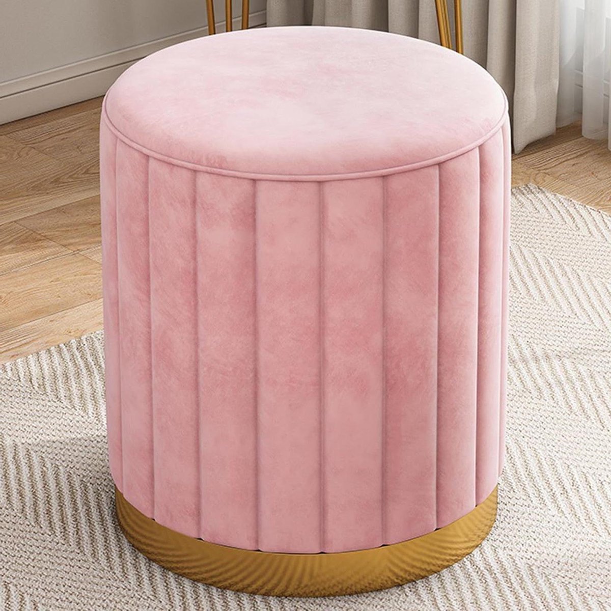 Ronde opbergpoef van fluweel met afneembaar deksel, moderne paddenstoelkruk voor woonkamer, slaapkamer, make-upkamer, voetenbankjes, opbergpoef, kaptafelstoel