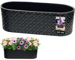 Bloempot Langwerpig - Kruidenpot Vensterbank - Planten Binnen - Handgemaakt Keramiek - 37 x 13 x 12 cm - Kobaltblauw