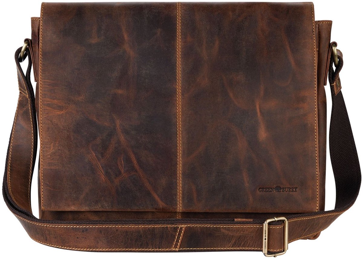 GREENBURRY business tas laptoptas met laptopvak Vintage Messenger Bag Brown bruine