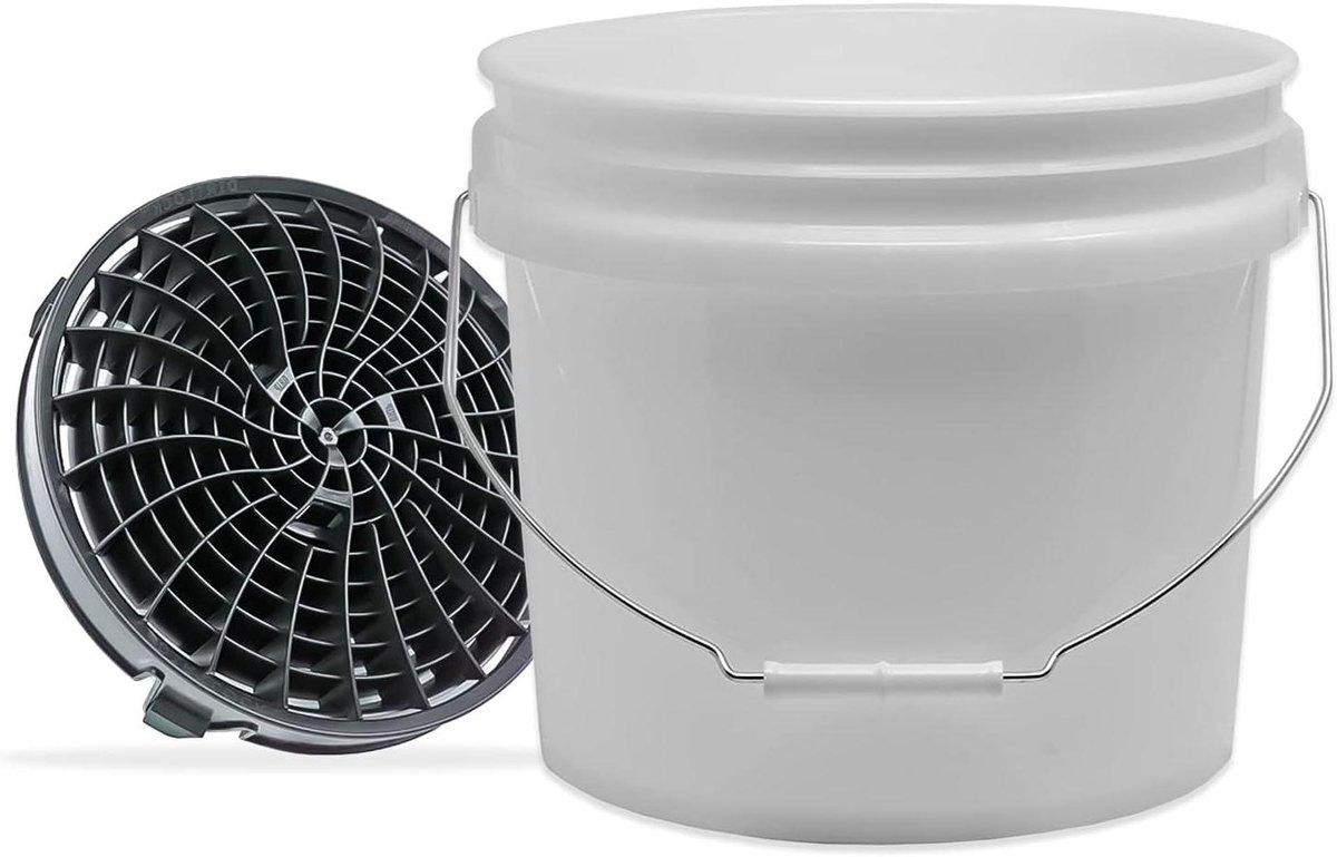 Autowasset Emmer - Wasemmer Set - Krasvrij Wassen - Vuil Scheidend Inzetstuk - 12 Liter - Transparant Zwart