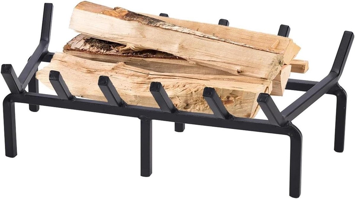 Houthouder - Brandhoutrek - Haard Opslag - Compact Ontwerp - 41x31x12 cm - Zwart