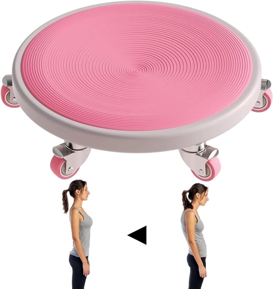 Buiktrainingschijf - Buikwiel Roller - Core Training - Zes Wiel Stabiliteit - 32 cm Diameter - Zwart