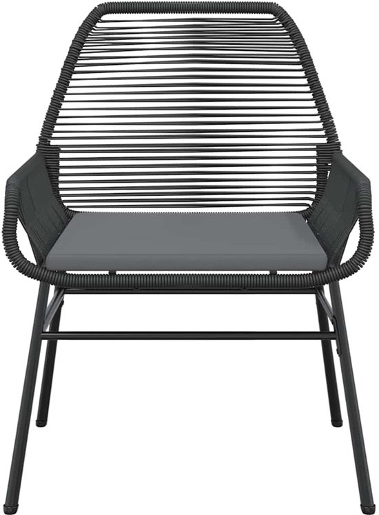 vidaXL - Tuinstoelen - 2 - st - met - kussens - poly - rattan - zwart