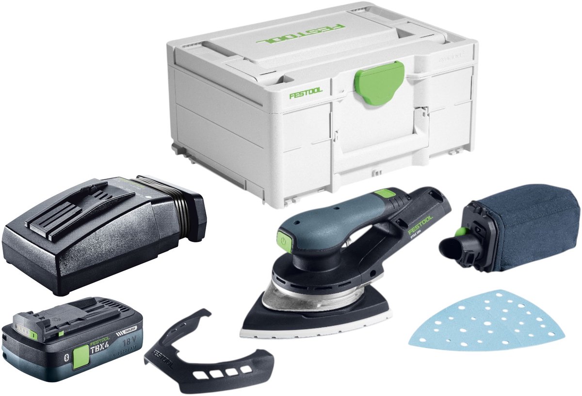 Festool DTSC 200-Basic accu-deltaschuurmachine 18 V 145 x 195 mm borstelloos + 1x accu 4,0 Ah + oplader + Systainer