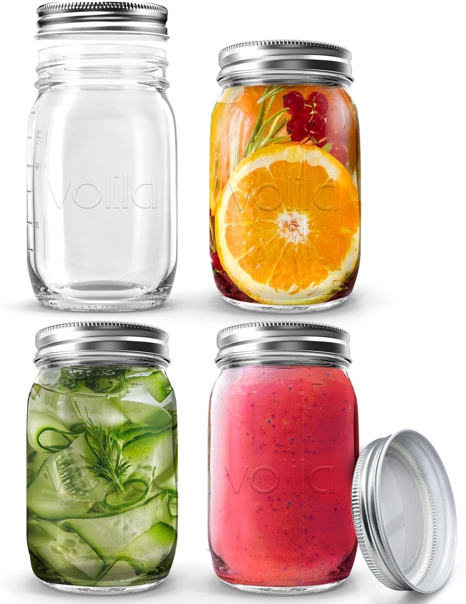 Overnight Oats Potjes - Mason Jar - Meusli Beker met Deksel - lunchbeker