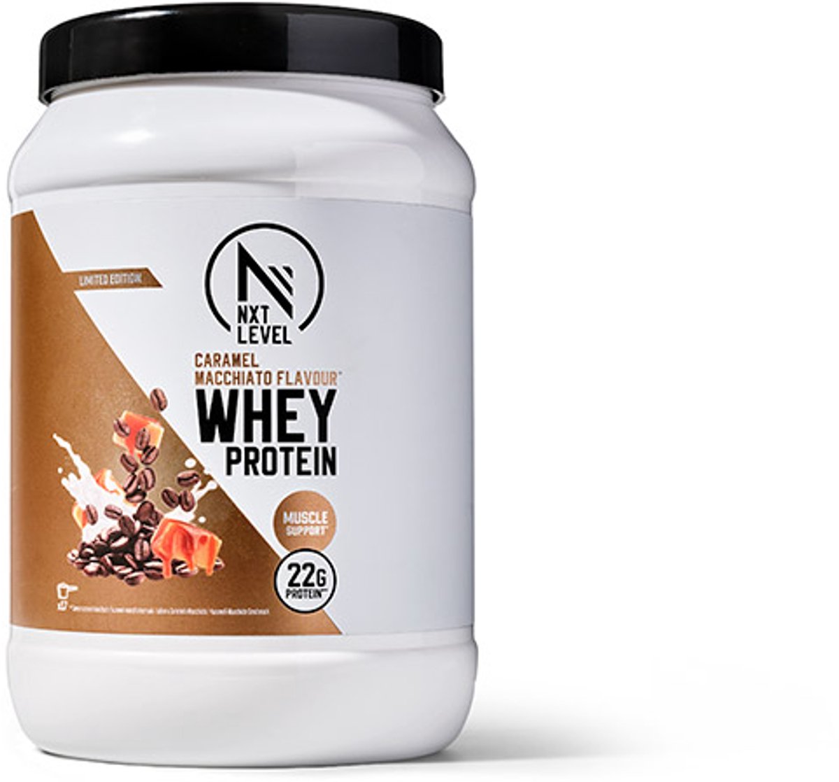 NXT Level® Whey Protein Powder - Eiwitpoeder met BCAA - Proteïne Poeder - Eiwitten - Eiwit Poeder - 17 Eiwitshakes - Caramel Macchiato 500g