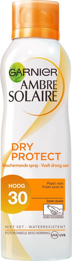 Garnier Ambre Solaire Dry Protect Zonnebrandspray SPF 30 - 6 x 200 ml - Zonder Alcohol - Voordeelverpakking