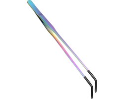 Voedertang Gebogen - Aquarium Tang Reptielen - Huisdieren Voeren - Siliconen Kop - 27 cm - Roestvrij Staal