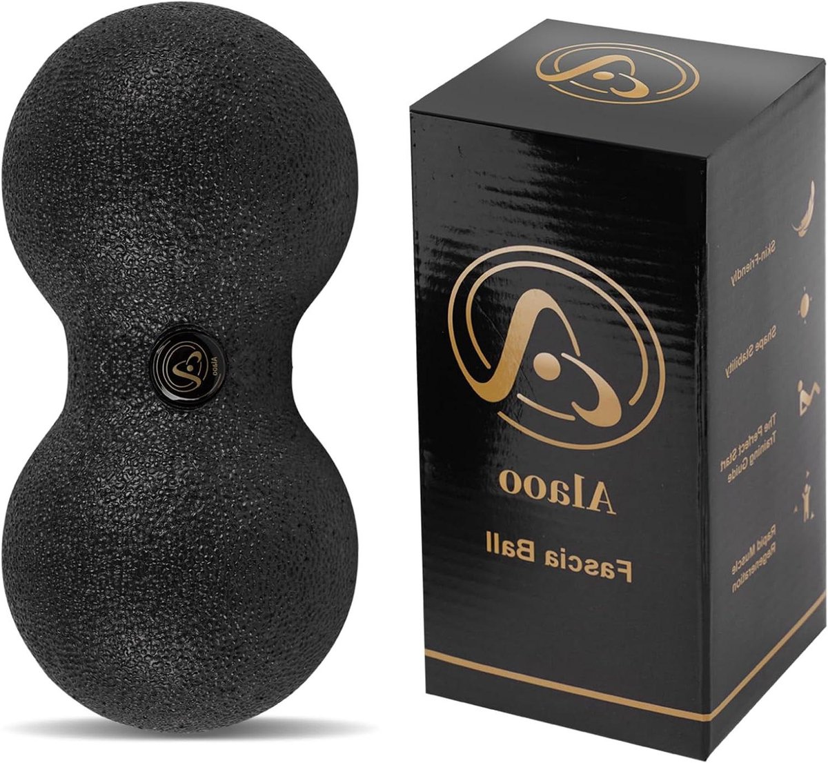 Massagebal Dubbel - Fascia Bal - Spierontspanning - Duurzaam EPP Materiaal - 8 x 16 cm - Zwart
